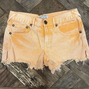Free People Women's Orange Dyed Cut Off Denim Shorts Size W25